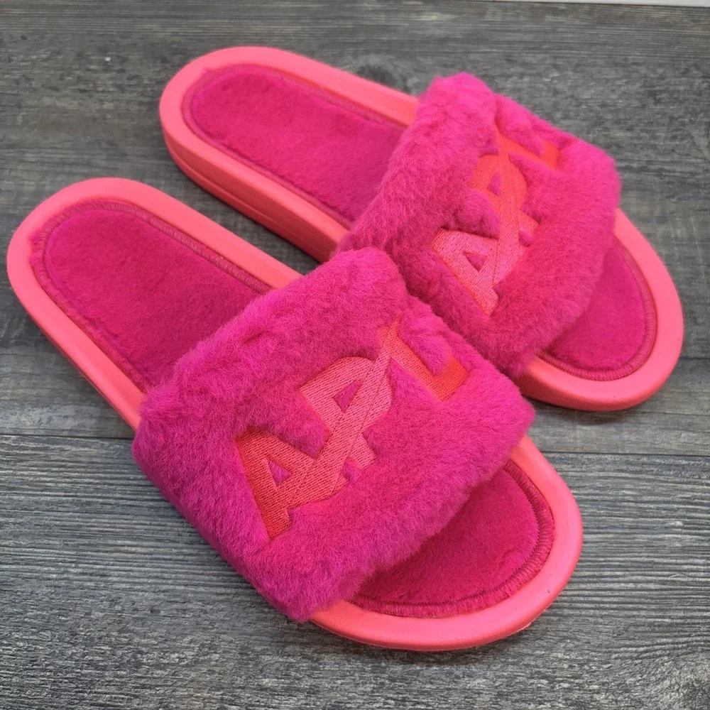 APL Slide Women's 8 Shearling Sandals Neon Pink NEW